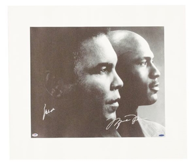 Michael Jordan & Muhammad Ali Dual Signed Large Canvas Print